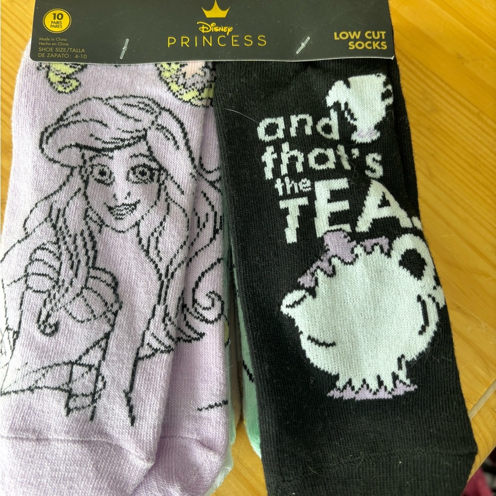 Disney Princess Low Cut Socks Set - Purple and Black